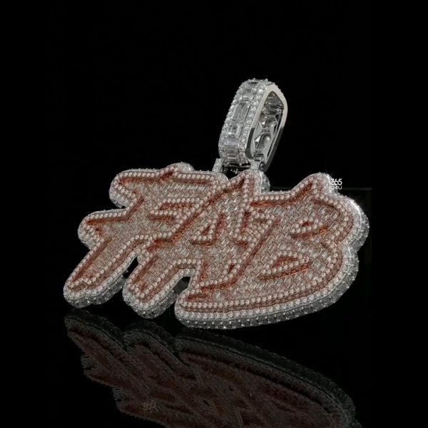 FAB Custom Double-Sided Iced Brush Font Pendant