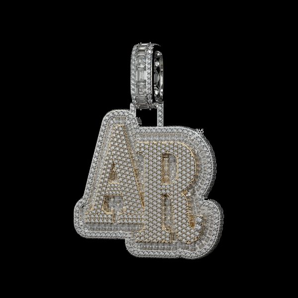 AR Custom Double-Sided Iced Stack Letter Pendant