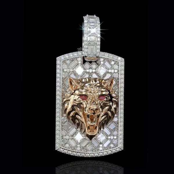 Custom Wolf Head Dog Tag Pendant