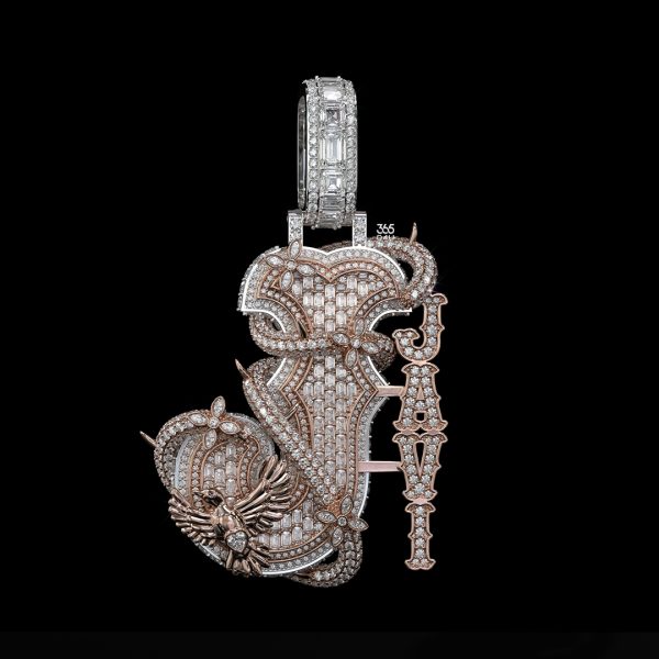 PD-C0456图片 (1) J Custom Wrap Double-Sided Iced Letter Pendant