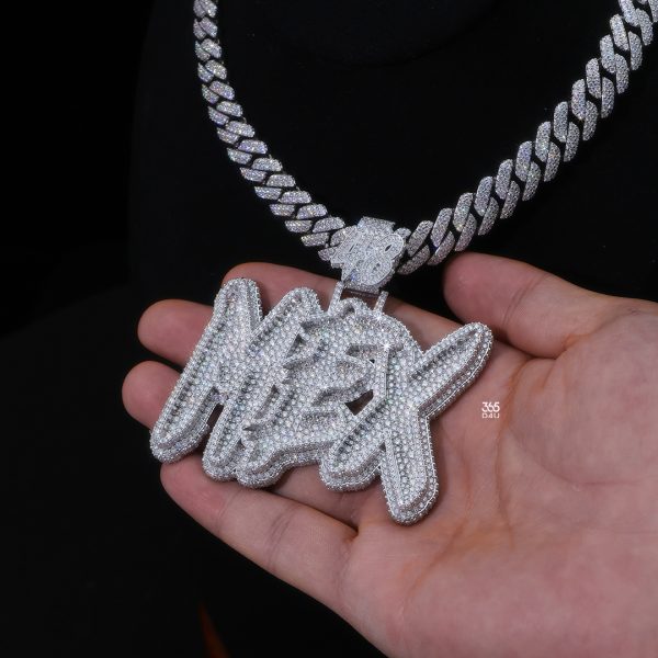 CD25DEC0772图片 (4) MEX Custom Brush Letter Pendant with mosaic setting