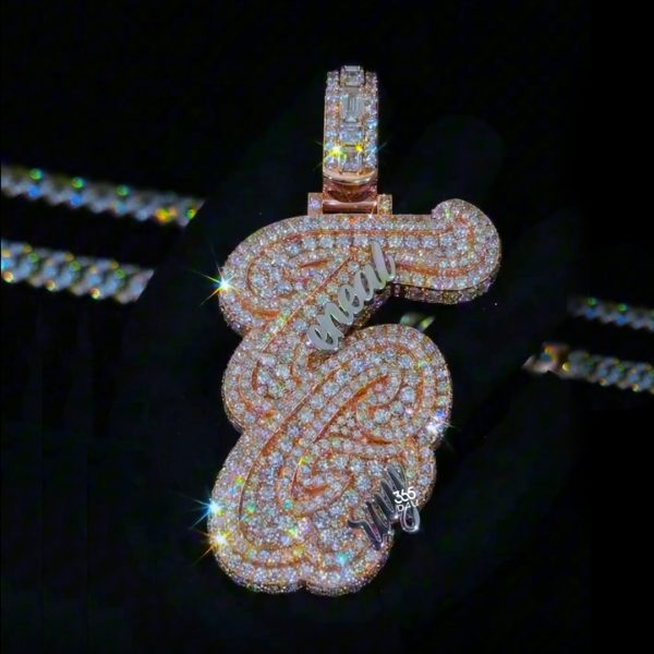 360° Iced Vertical TG letter pendant