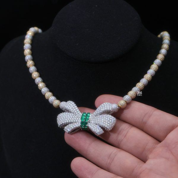 Bead Chain Connected With Bow Pendant