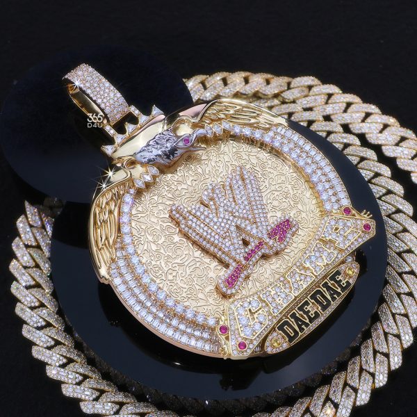 Rotatable Logo Pendant with Moissanite & color stones & enamel