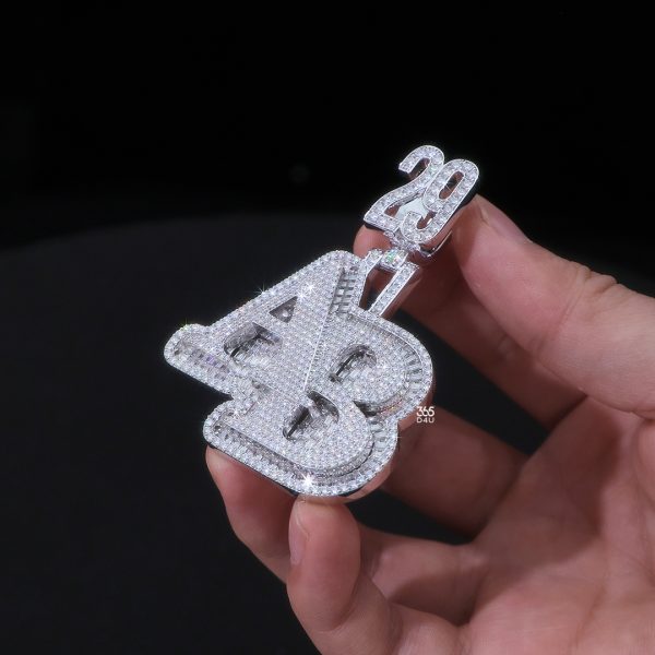 AB Stacked Jersey Pendant with Round Diamonds & Emerald-Cut Background