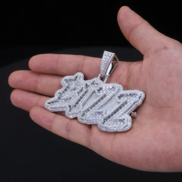 BIZZ Brush Script Pendant with Emerald-Cut Diamonds