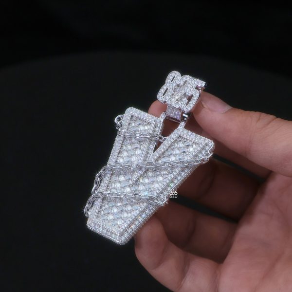 CD26JAN0572图片 (2) Initial V Pendant with Chain-Wrapped Detail