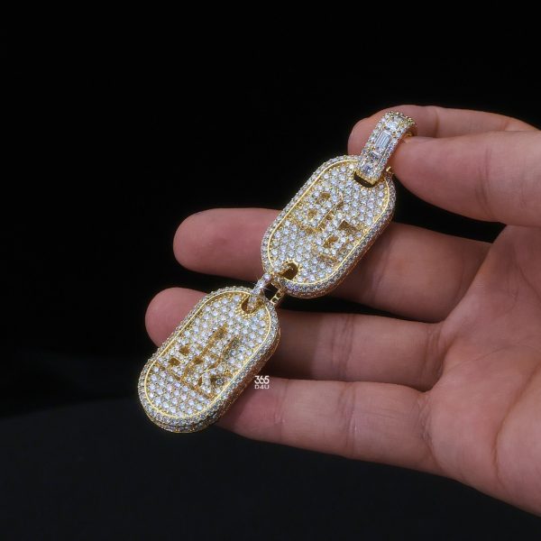 CT26FEB2663图片 (5) Double Dog Tag Pendant – Custom Letter & Full Diamond