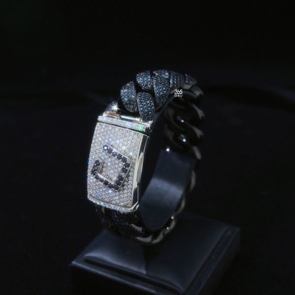 20mm Black Gold Cuban Bracelet with Diamond Logo Clasp