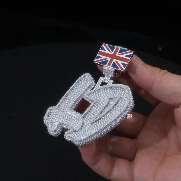 LD Brush Script Pendant with UK Flag Enamel Bail