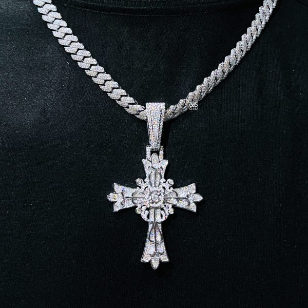 2-inch Gothic Style Iced Cross Pendant