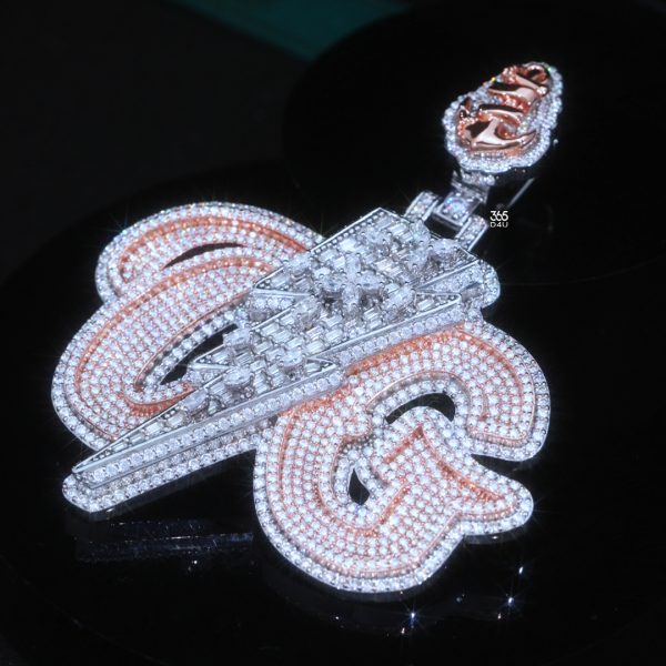 OG Letter Pendant with Lightning Bolt & Mixed-Cut Stones