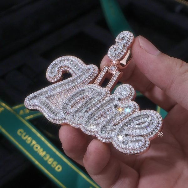 Zaire Cursive Letter Pendant with Emerald-Cut Diamonds