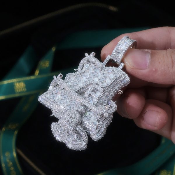 Number 4 Zigzag Wrapped Initial Pendant