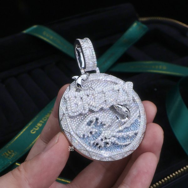 Circle Pendant – BREEZY Letters with Sharks & Ocean Detail