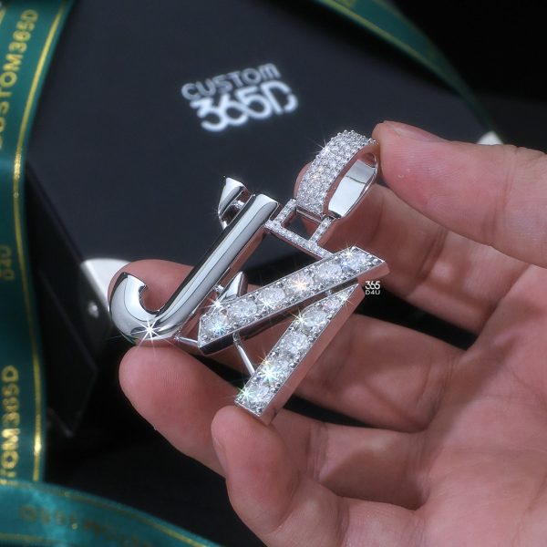 JM Overlap Letter Pendant – Plain & Diamond Contrast