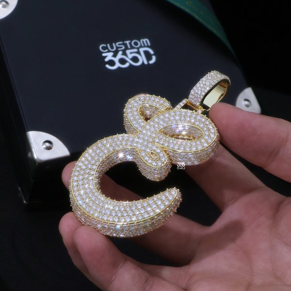 Custom Cursive E Pendant — Faux 3D