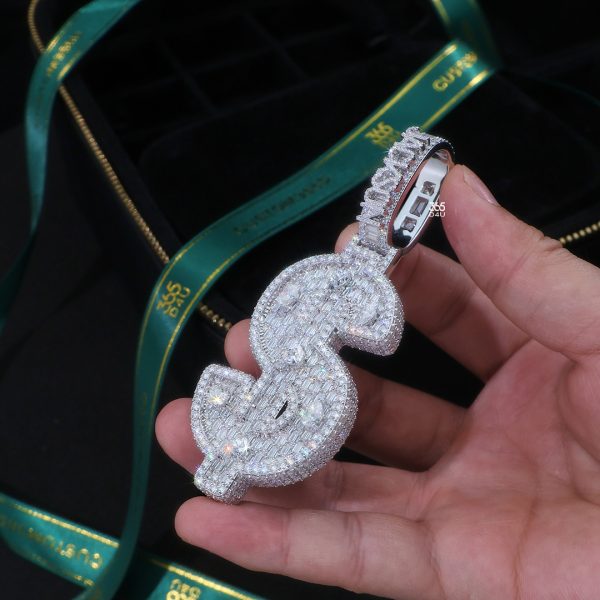 Dollar Sign Pendant – Logo or “S” Letter with Fancy Diamond Accents