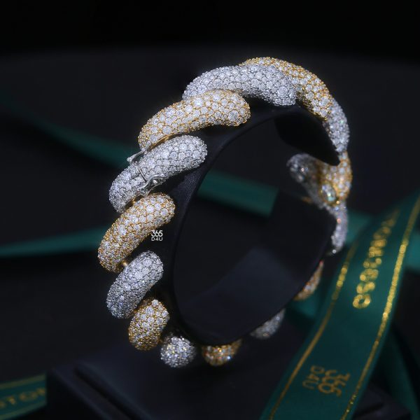 15mm Twisted Rope Bracelet with Mosaic Stone Setting