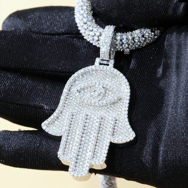 1.5-inch Iced Hamsa Hand Pendant