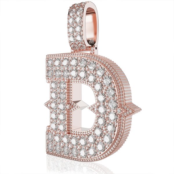 Initial D Pendant with Big Pointer Diamonds