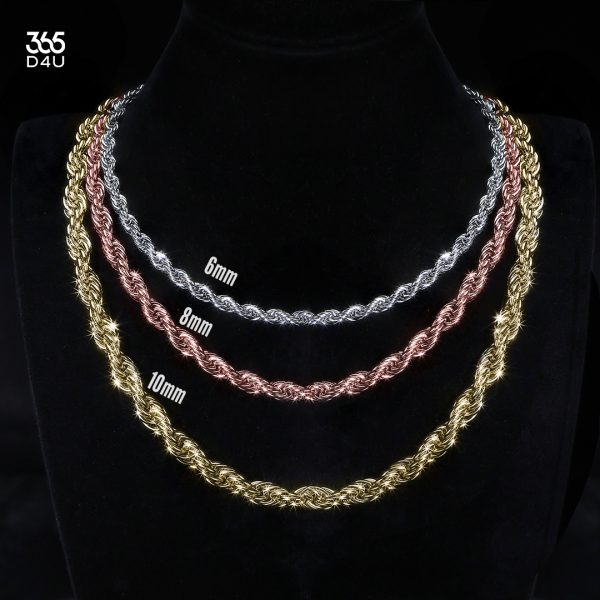 6mm/8mm/10mm plain rope with custom moissanites clasp