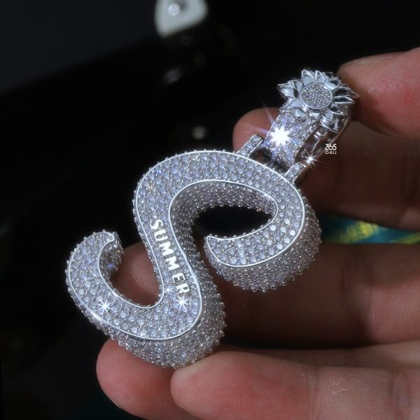 CD26FEB0767图片 S 3D Initial Letter Pendant
