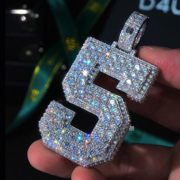 5 Big Stone Jersey Letter Pendant