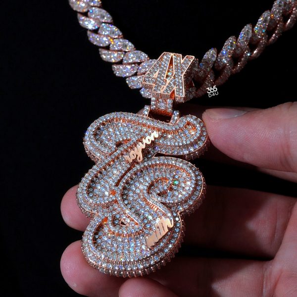 TS Vertical Initial Pendant with Custom Text