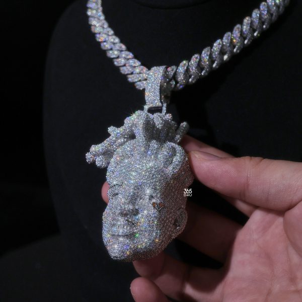 3D Portrait Head Pendant with Red Heart