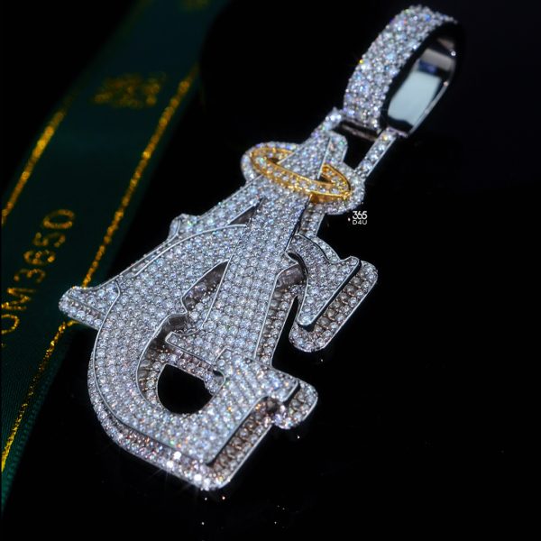 AG Stacked Initial Pendant with Halo Accent