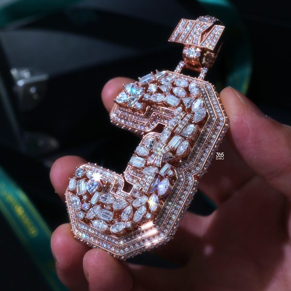 3 Iced Number Pendant with Fancy Cut Stones