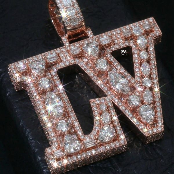 LV Iced Double Initial Pendant with Mixed Cuts