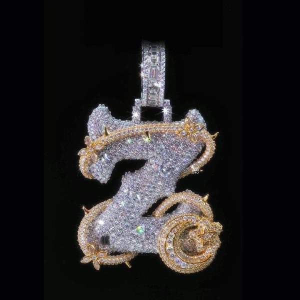 CD26FEB0752图片 Custom Mosaic Thorn Wrap Z Letter Pendant