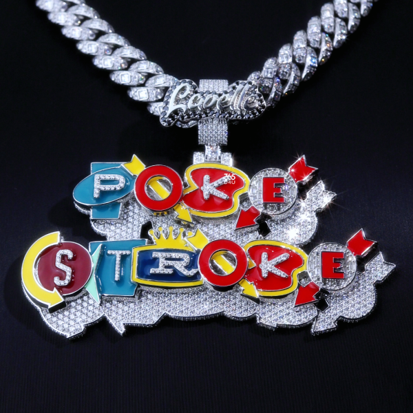 CD25OCT0507-图片 Custom Double Row Name Pendant with Glow Enamel