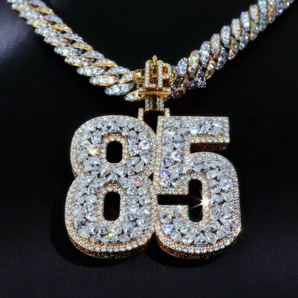 85 Custom Number Pendant with Full Fancy-Cut
