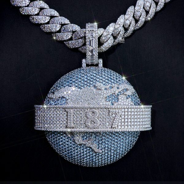 CD26MAR1062图片 Custom Blue Iced Globe Pendant