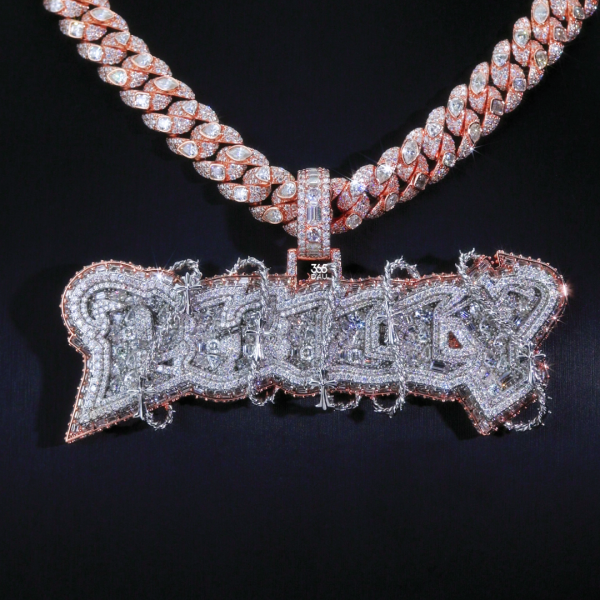 Custom 3D Graffiti Name Pendant with Rope Wrap Design