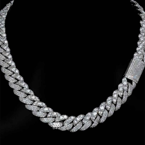 PD-C0343-图片 Custom Half Iced Half Big Stone Cuban Chain
