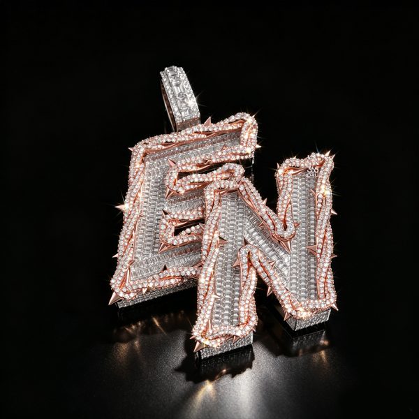PD-C0530视频 EN Custom Stacked Letter Pendant with Vine Wrapped Edge Detail