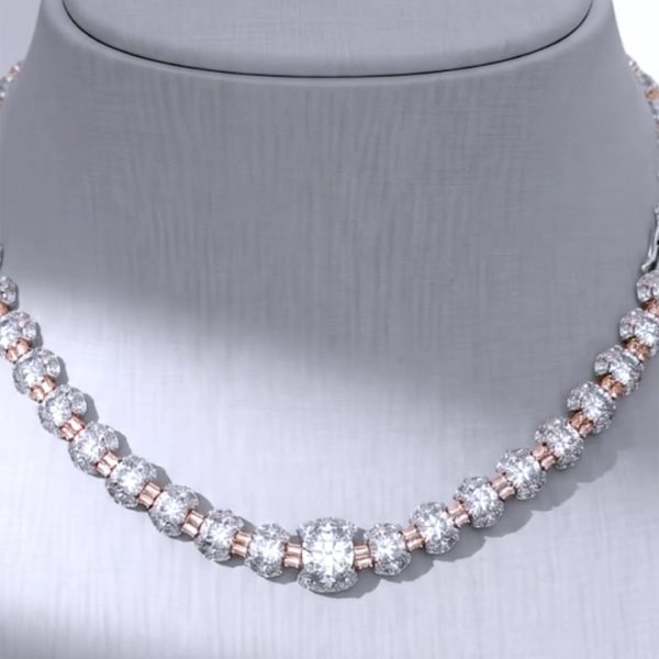 PD-C0583-图片 Custom Iced Necklace with Raised Round Stone