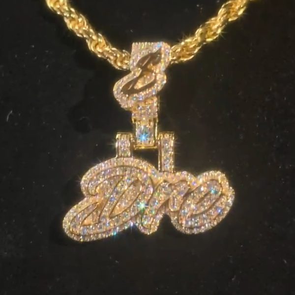 BRE 0.6" Mini Iced Script Name Pendant