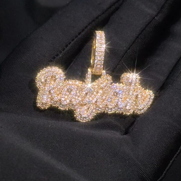 RAZIAH Mini Iced Custom N RAZIAH Mini Iced Custom Name Pendant